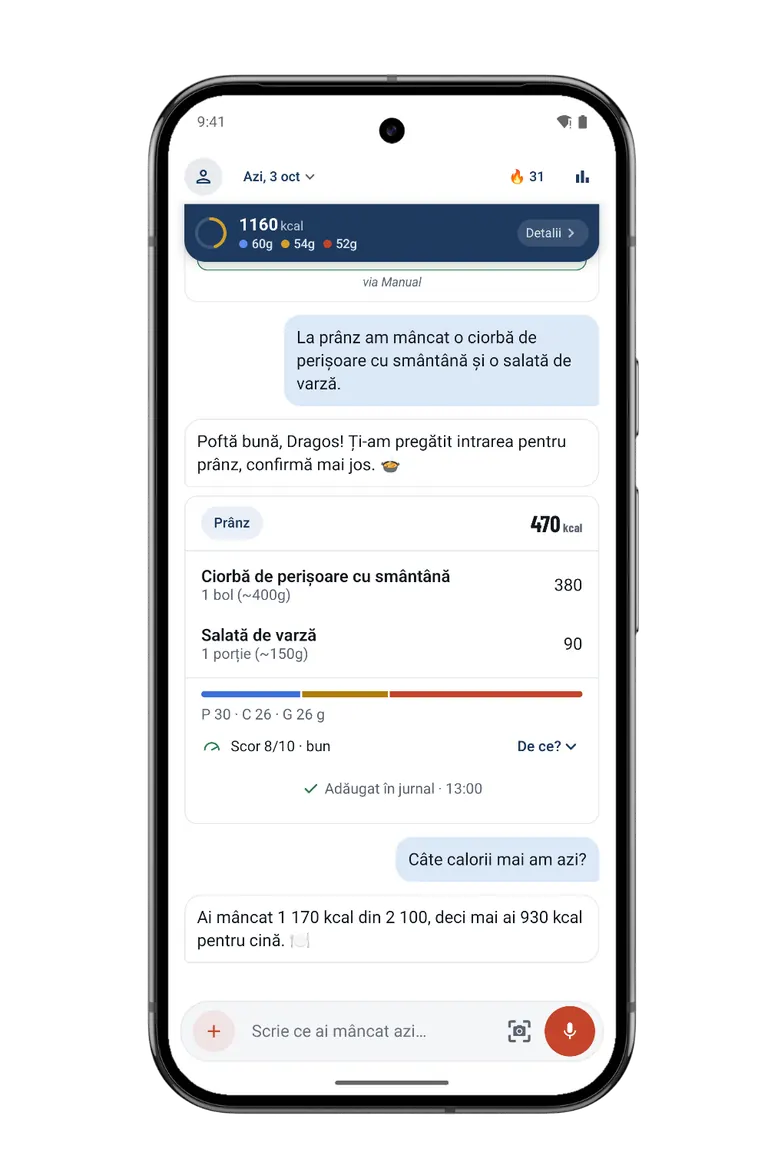 Scrii ce ai mâncat, cum ai spune-o