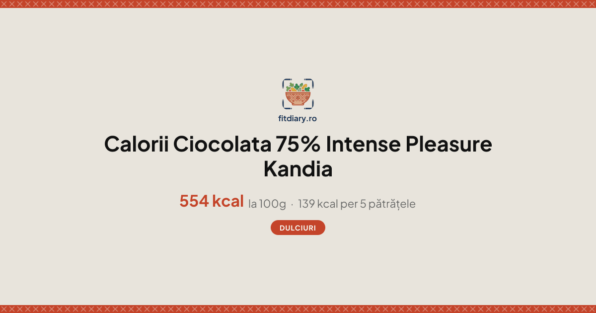 Ciocolata 75% Intense Pleasure Kandia: Calorii și Valori Nutriționale ...
