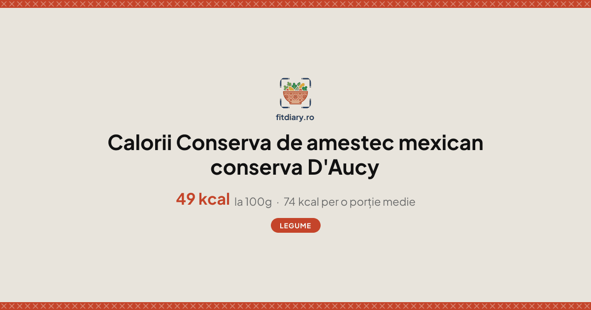Conserva de amestec mexican conserva D'Aucy: Calorii și Valori ...