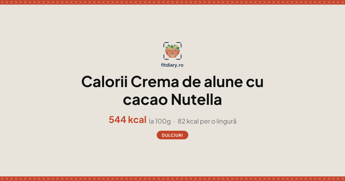 Crema de alune cu cacao Nutella: Calorii și Valori Nutriționale | FitDiary