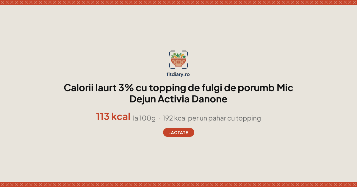Iaurt 3% cu topping de fulgi de porumb Mic Dejun Activia Danone ...