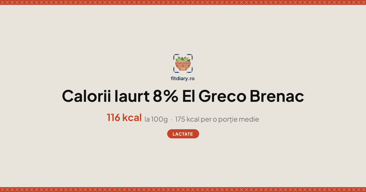 Iaurt 8% El Greco Brenac: Calorii și Valori Nutriționale | FitDiary