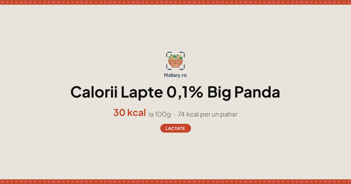 Lapte 0,1% Big Panda: Calorii și Valori Nutriționale | FitDiary